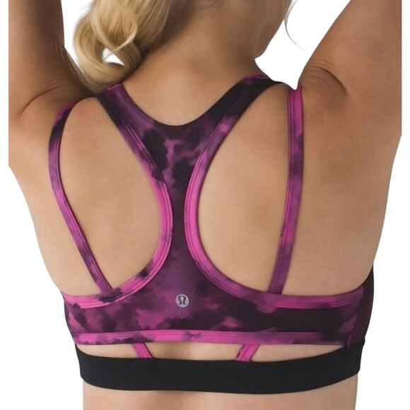 Lululemon Splendour Bra Blooming Pixie Raspberry + Black Size 6 - Picture 2 of 10
